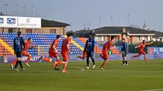 L'esultanza al gol di Michele Casali - Foto New Reporter Biasi © www.giornaledibrescia.it