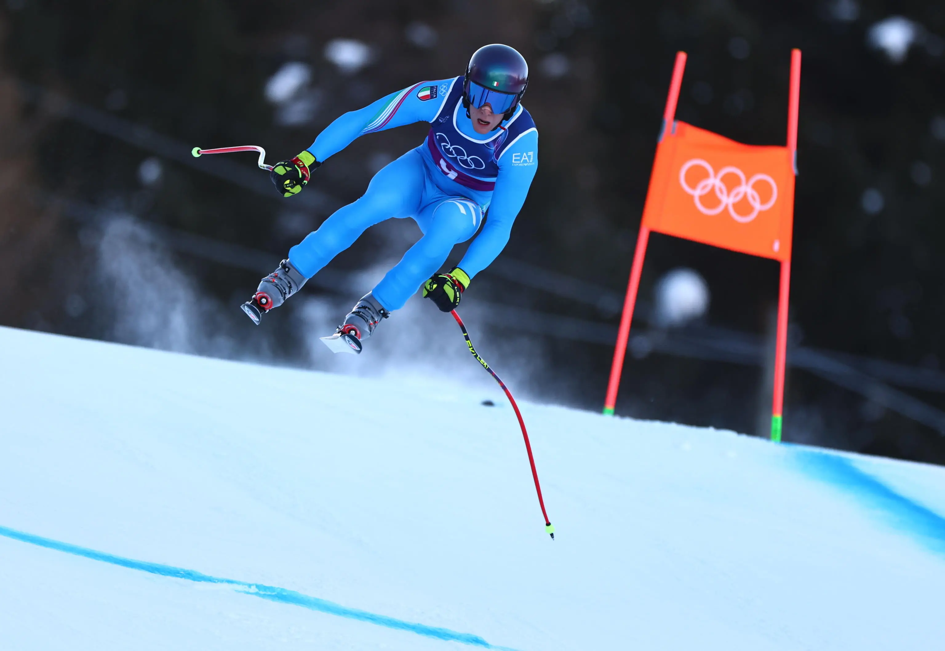 Giovanni Franzoni impegnato nella discesa per la combinata a squadre