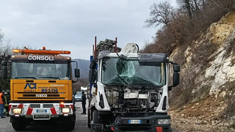 Lo scontro sulla sp 19 tra mezzi pesanti: l'intervento dei Vigili del fuoco