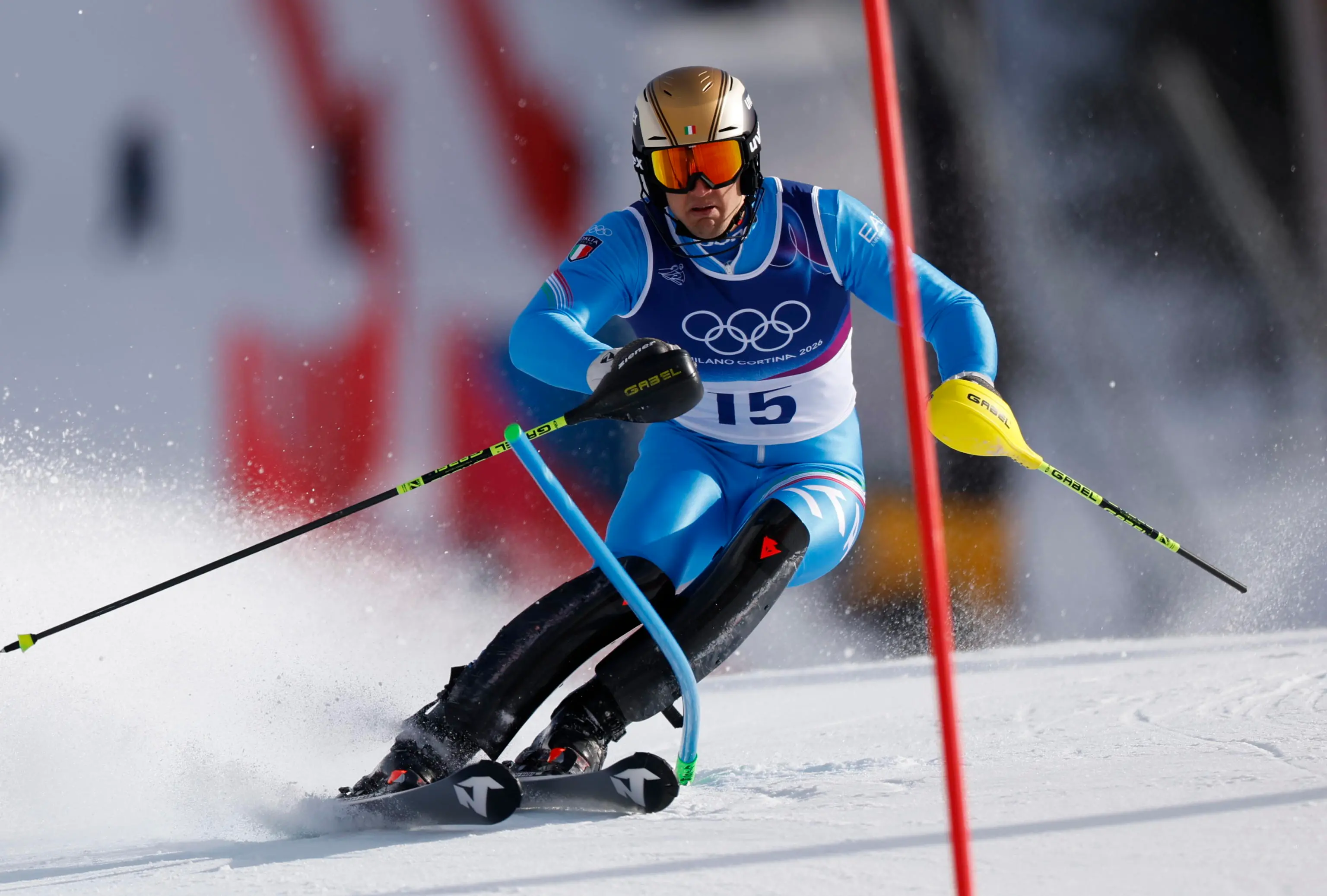 Combinata a squadre, gli atleti impegnati nello slalom