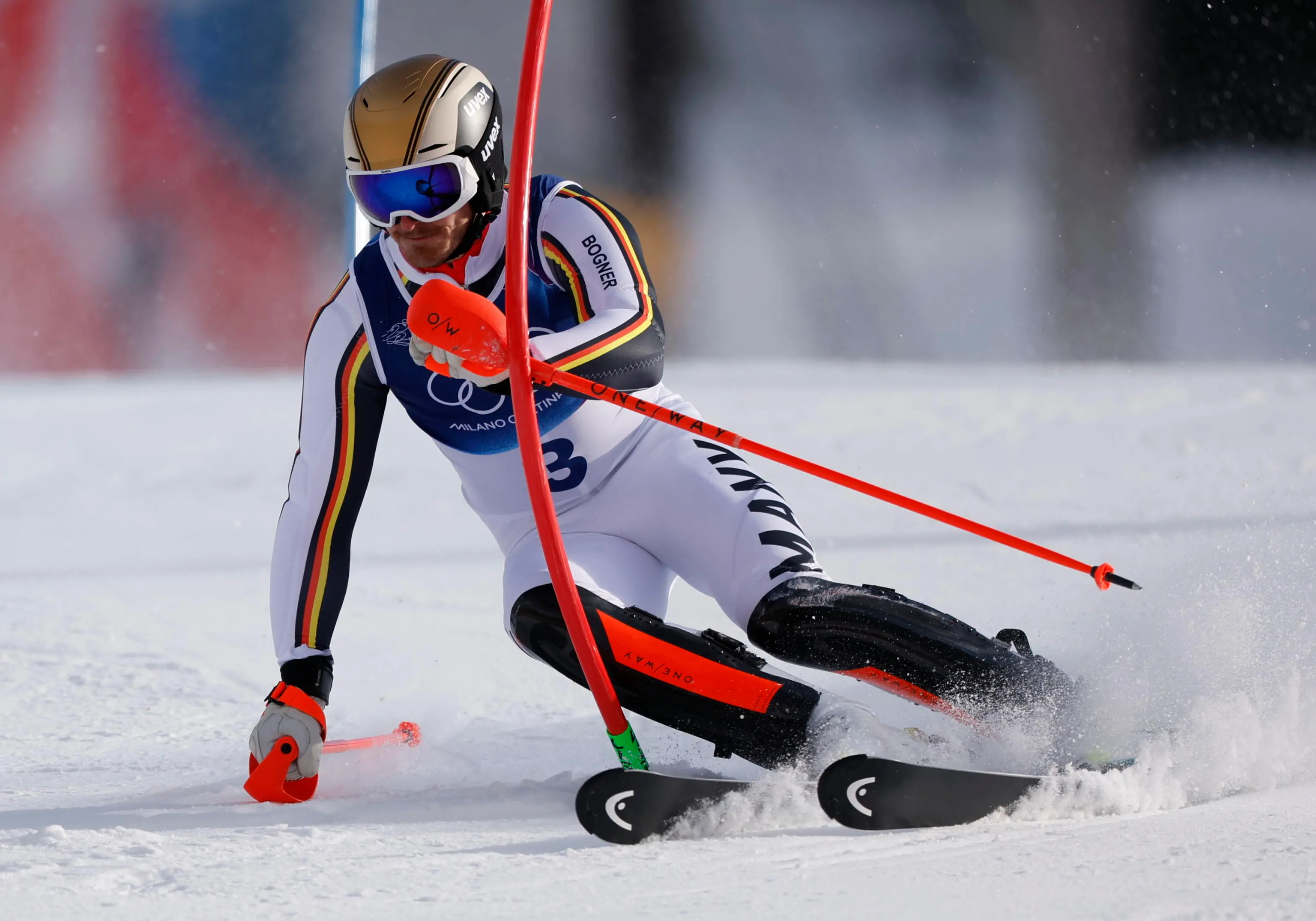 Combinata a squadre, gli atleti impegnati nello slalom
