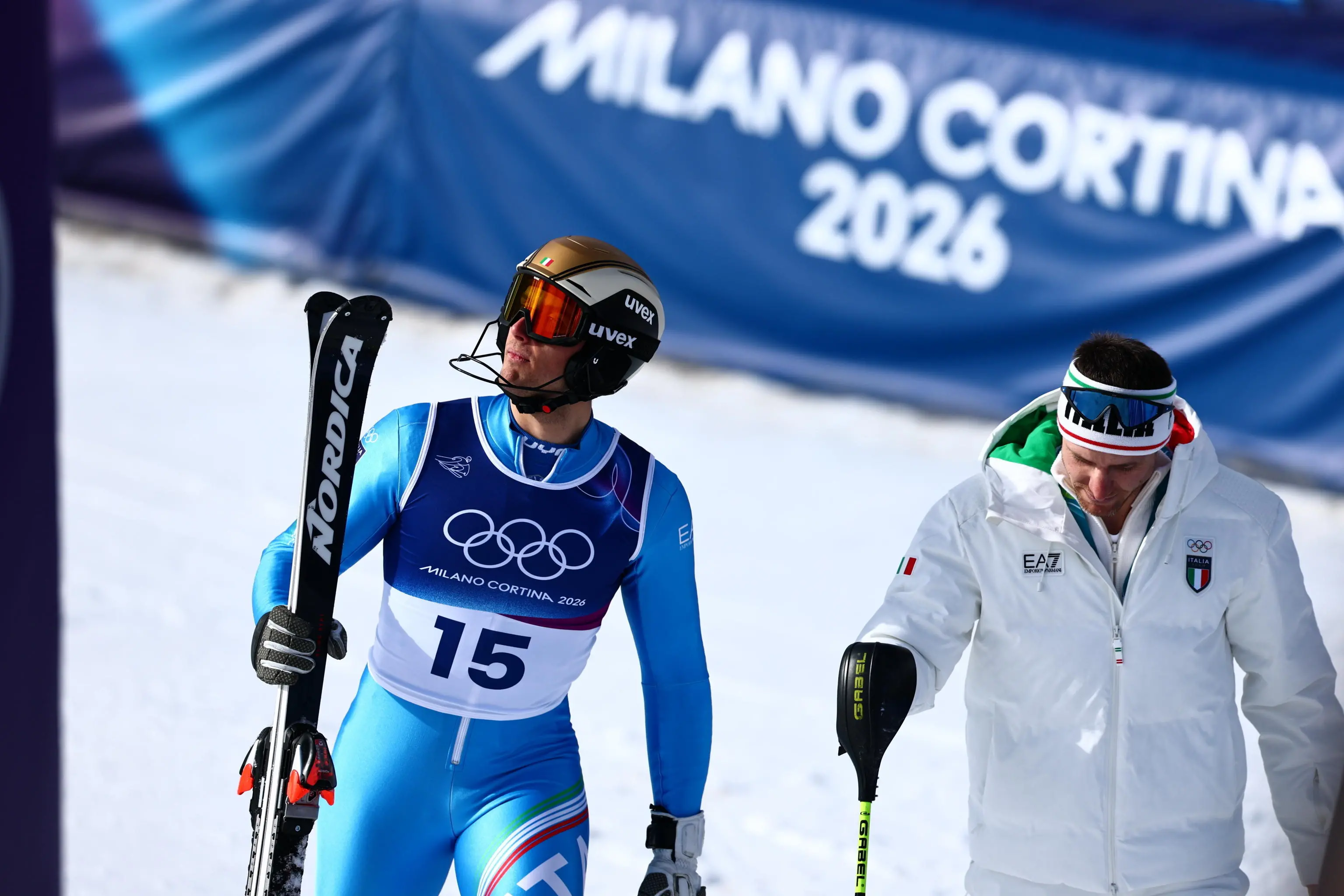 Combinata a squadre, gli atleti impegnati nello slalom