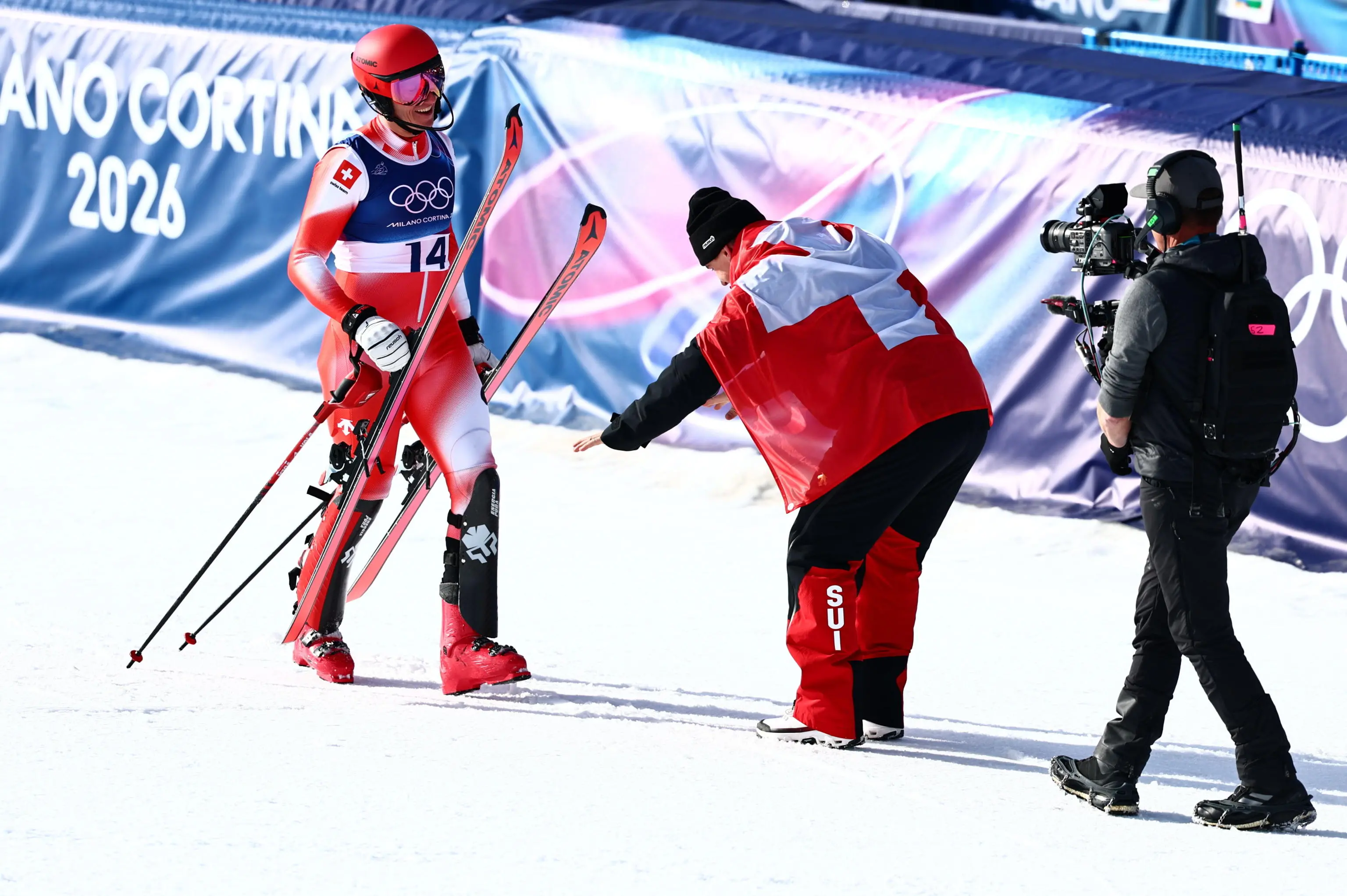 Combinata a squadre, gli atleti impegnati nello slalom