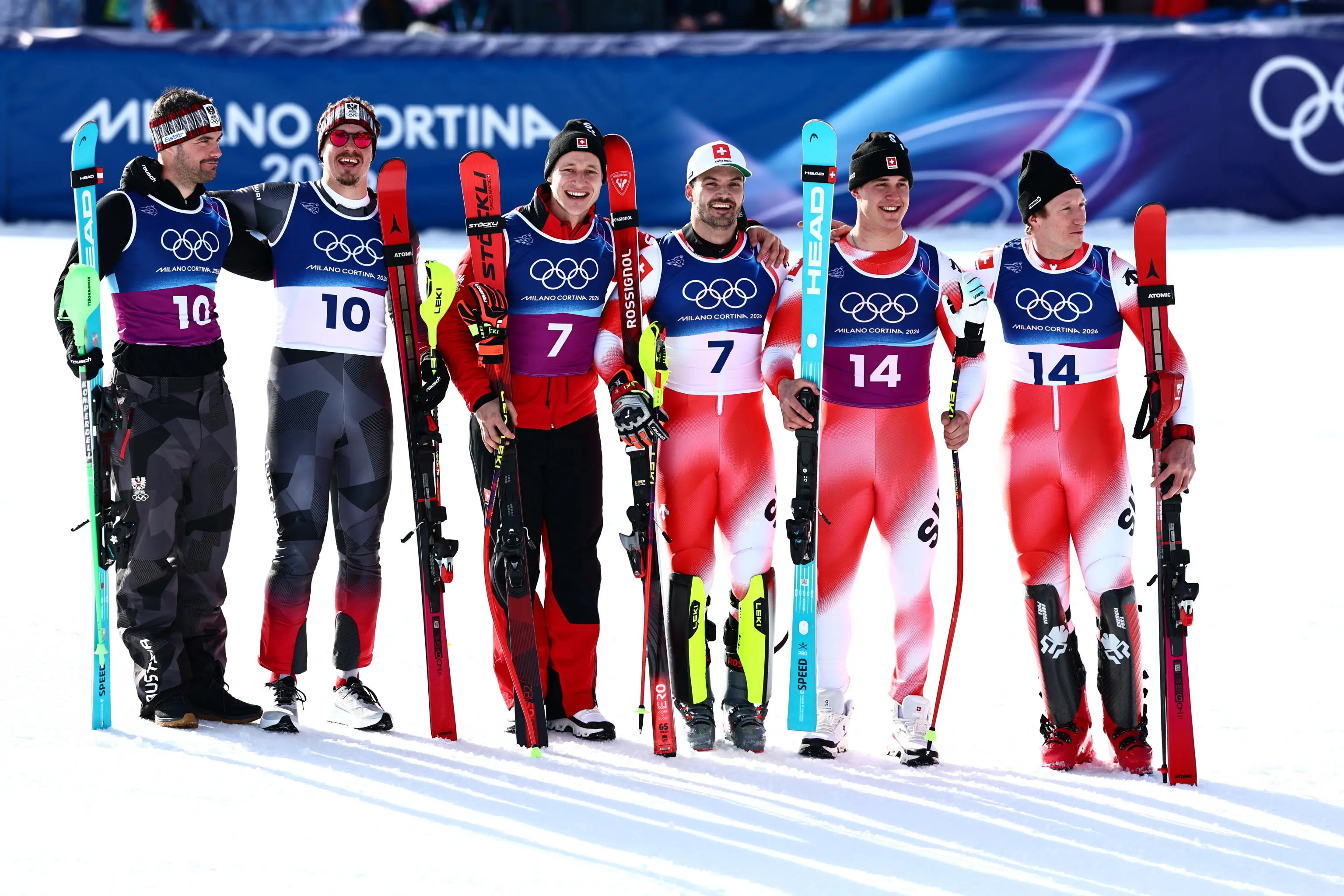 Combinata a squadre, gli atleti impegnati nello slalom