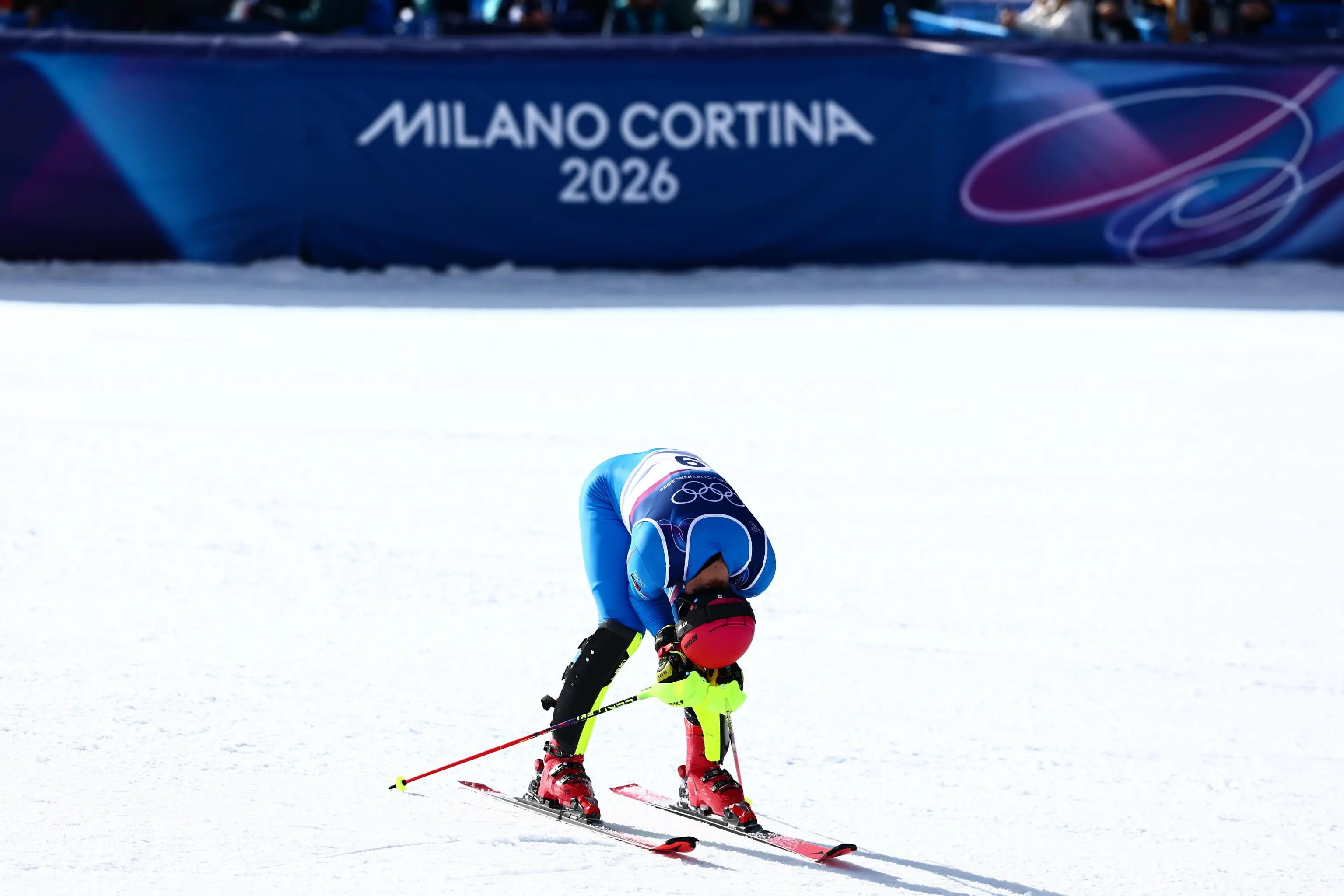 Combinata a squadre, gli atleti impegnati nello slalom