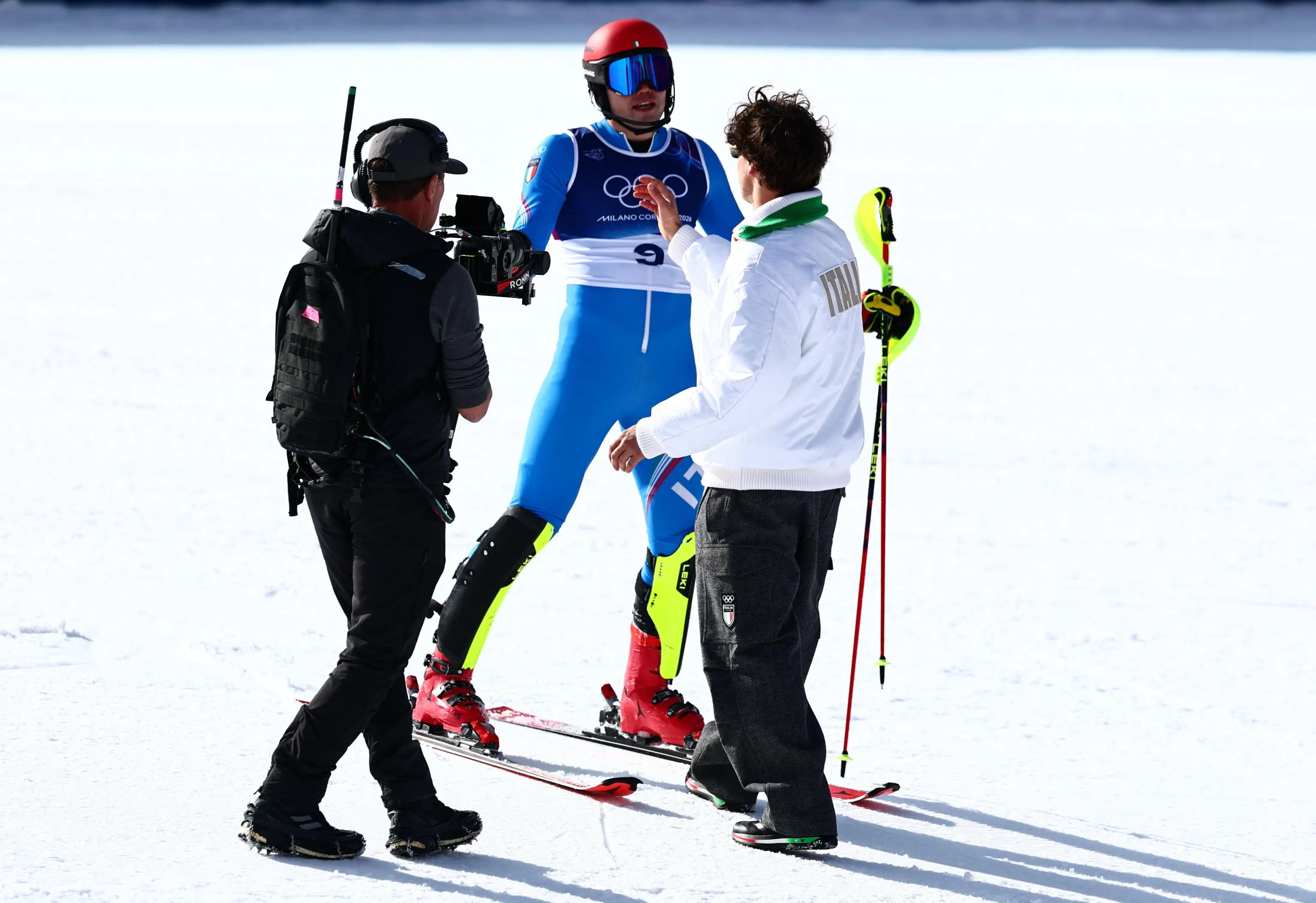 Combinata a squadre, gli atleti impegnati nello slalom