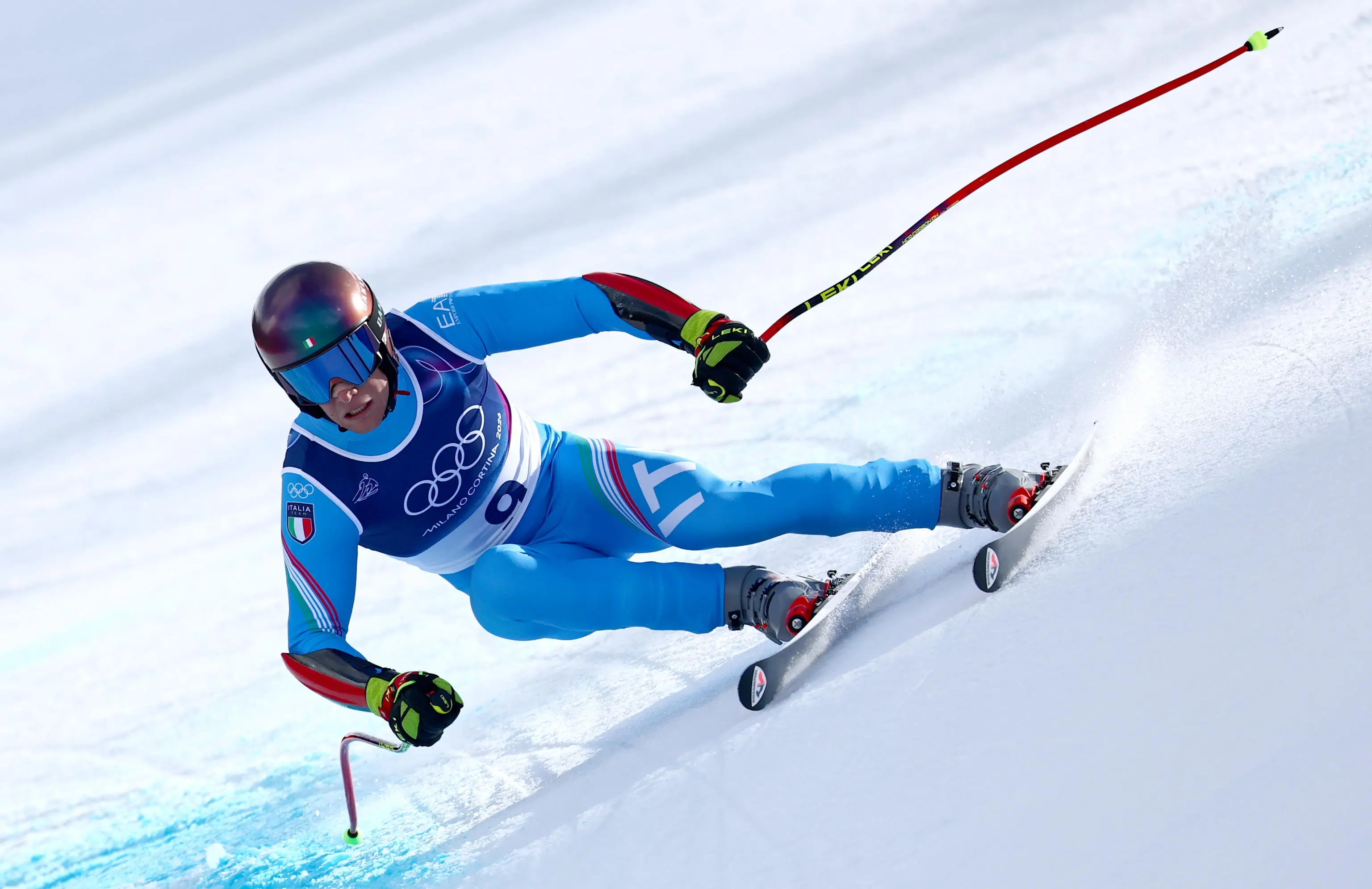 Giovanni Franzoni durante il SuperG alle Olimpiadi di Milano Cortina