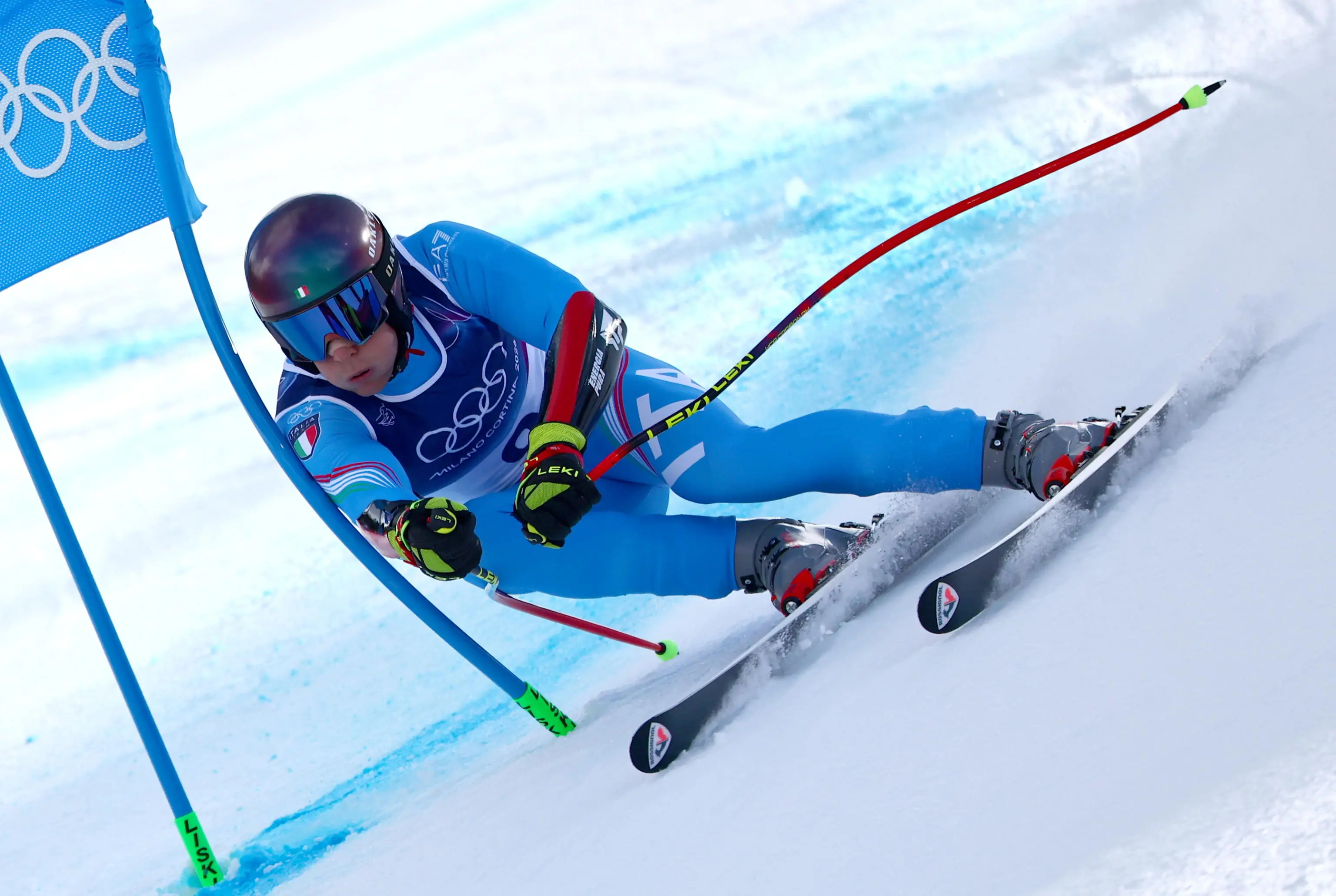 Giovanni Franzoni durante il SuperG alle Olimpiadi di Milano Cortina