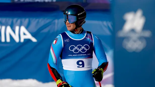Giovanni Franzoni durante il SuperG alle Olimpiadi di Milano Cortina