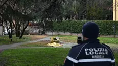 La panchina su cui è stato trovato l'uomo senza vita - Foto Gabriele Strada/Neg © www.giornaledibrescia.it