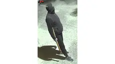 Uno dei rapinatori con l'ascia in mano - © www.giornaledibrescia.it