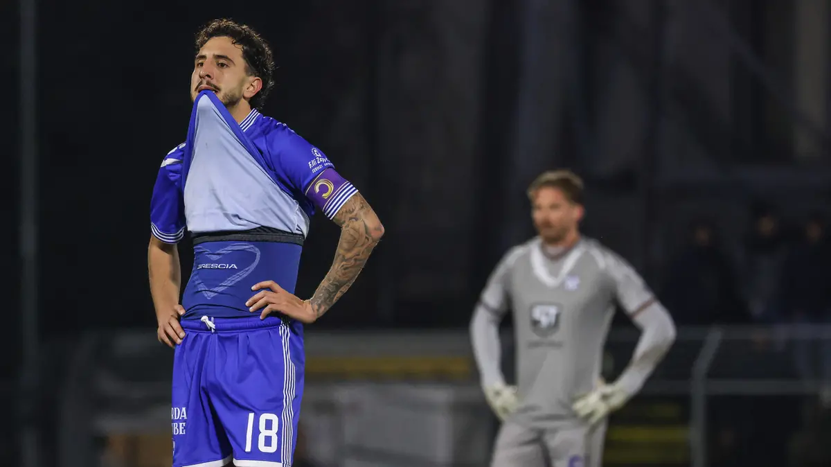 Sport Calcio Serie C Pergolettese Union Brescia nella foto Vincent De Maria (Union Brescia) delusione a fine partita  16/02/2026 (trasferta) nicoli@newreporter