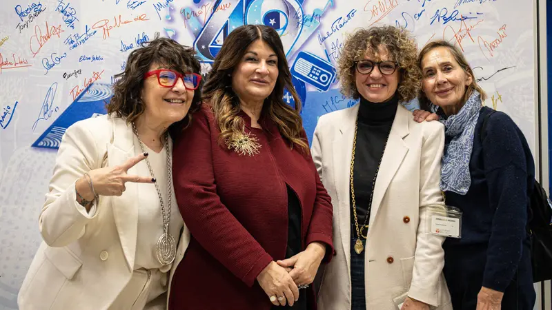 Il direttore artistico di Radio Bresciasette, Maddalena Damini, con Maria Luisa Garatti, Mariella Faustinoni, Loretta Pagliarini - Foto NewReporter/Nicoli © www.giornaledibrescia.it