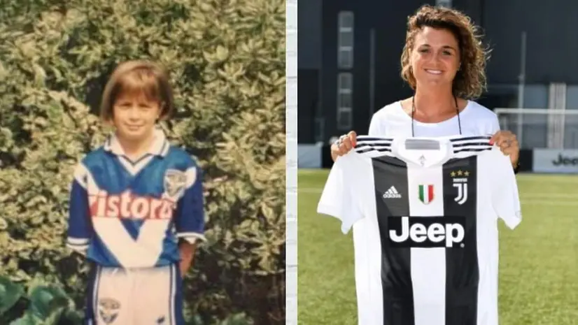 Cristiana Girelli da bambina con la maglia del Brescia, e poi con quella della Juve