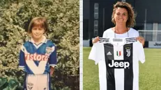 Cristiana Girelli da bambina con la maglia del Brescia, e poi con quella della Juve