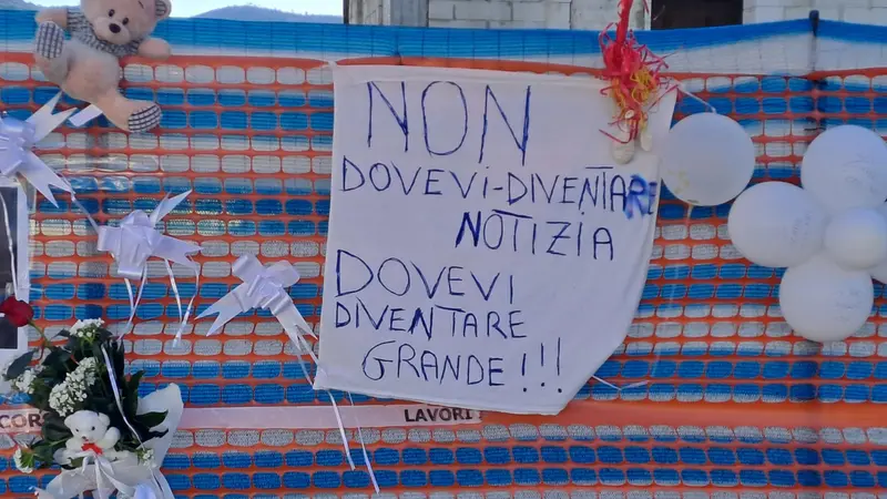 Uno dei cartelli appesi all'esterno dell'ospedale dove è morto il piccolo Domenico - Ansa © www.giornaledibrescia.it