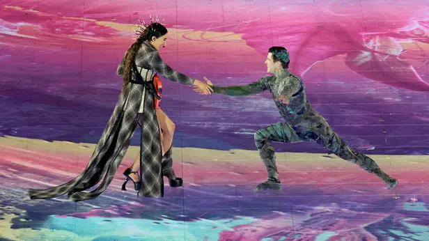 Joan Thiele con Roberto Bolle alla cerimonia conclusiva delle Olimpiadi