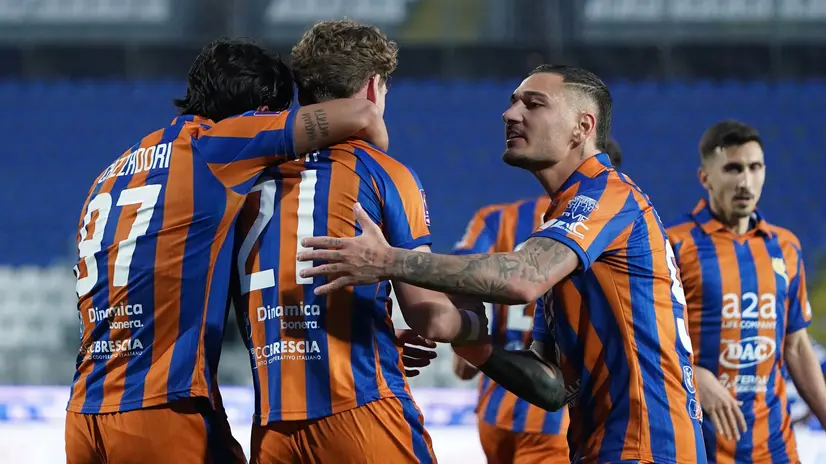 L'esultanza dell'Union Brescia - Foto New Reporter © www.giornaledibrescia.it