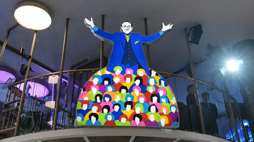 Un'opera di Marco Lodola dedicata a Pippo Baudo all'Ariston di Sanremo - Foto Ansa © www.giornaledibrescia.it