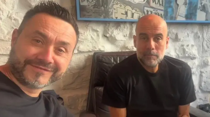 Roberto De Zerbi e Pep Guardiola insieme a Brescia © www.giornaledibrescia.it