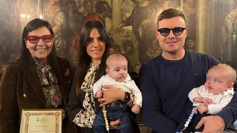 Una delle coppie di gemelli nati a Orzinuovi © www.giornaledibrescia.it