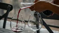 Bicchieri di vino e decanter