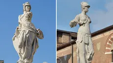 Brescia armata e Minerva armata campeggiano sopra due fontane