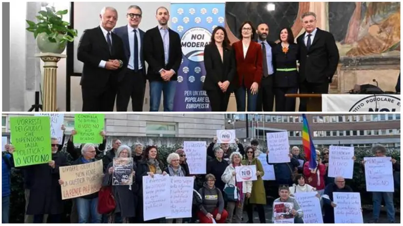 L'incontro di Noi Moderati e il flash mob del Comitato per il no in tribunale - © www.giornaledibrescia.it