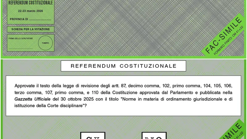 Il fac-simile della scheda del per il referendum del 22 e 23 marzo - Ansa © www.giornaledibrescia.it