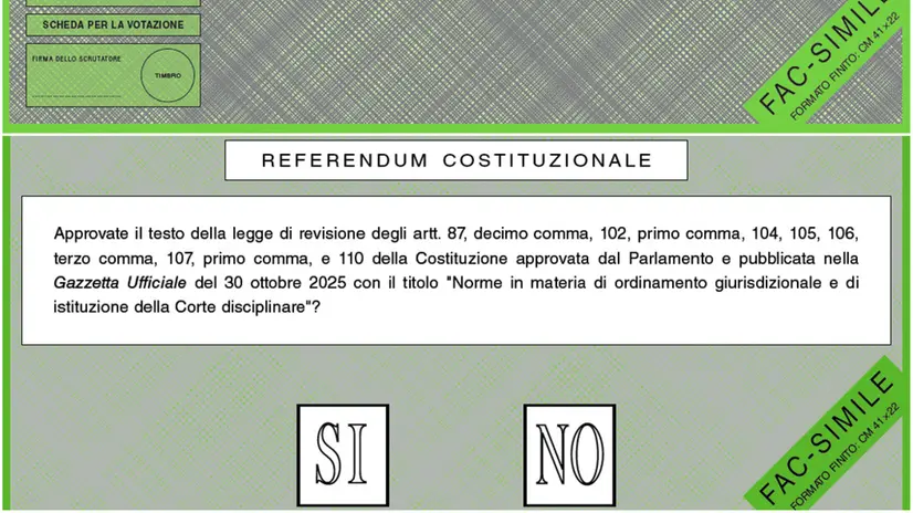 Il fac-simile della scheda del per il referendum del 22 e 23 marzo - Ansa © www.giornaledibrescia.it