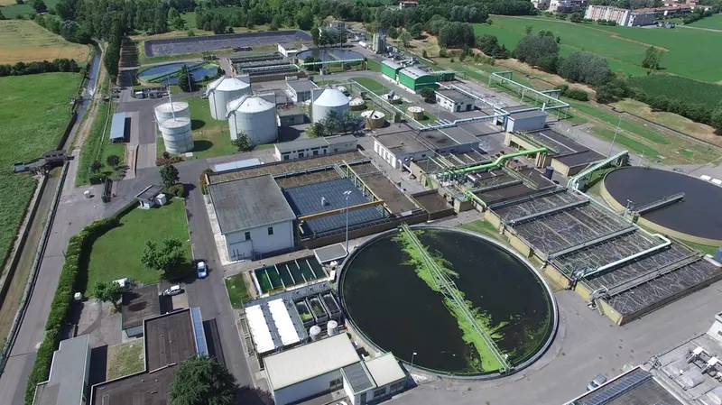Una veduta aerea del depuratore di Verziano