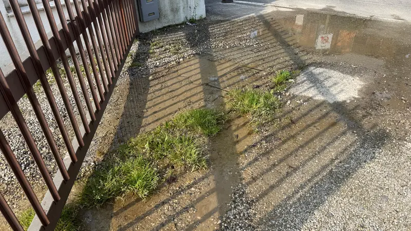 Il cortile allagato per la perdita d'acqua © www.giornaledibrescia.it