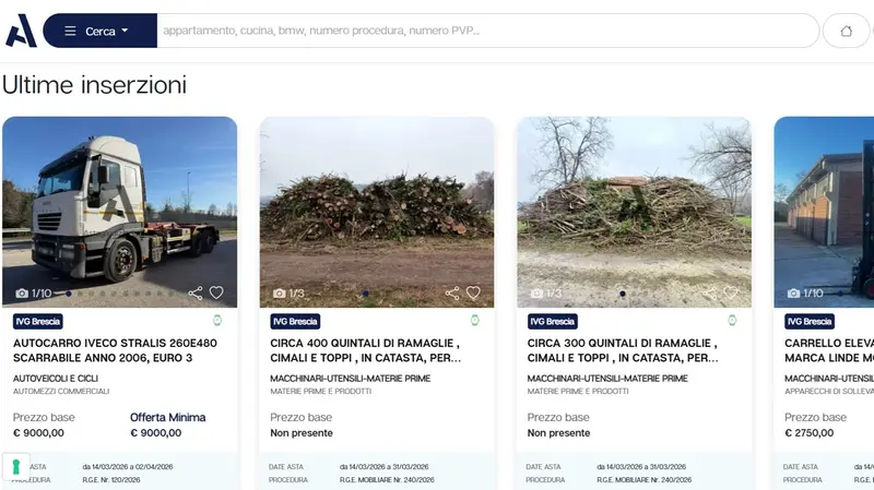 Il sito dell'Istituto Vendite Giudiziarie del Tribunale di Brescia