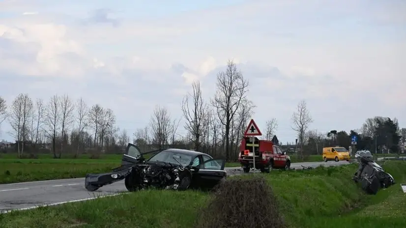 Le auto coinvolte nell'incidente a Caravaggio © www.giornaledibrescia.it