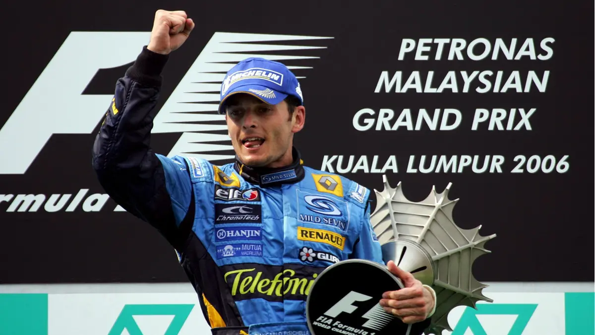 Giancarlo Fisichella dopo la vittoria nel Gp di Malesia nel 2006 - Foto Ansa/Jens Buettner © www.giornaledibrescia.it