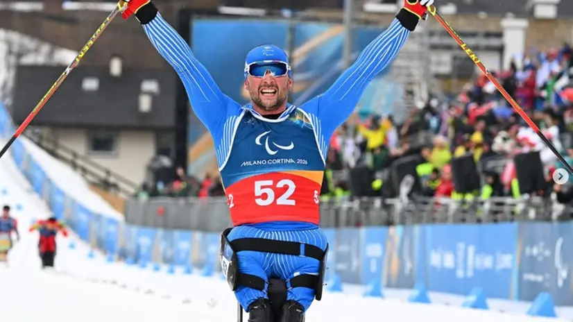 Beppe Romele che conquista il bronzo nella 20 km