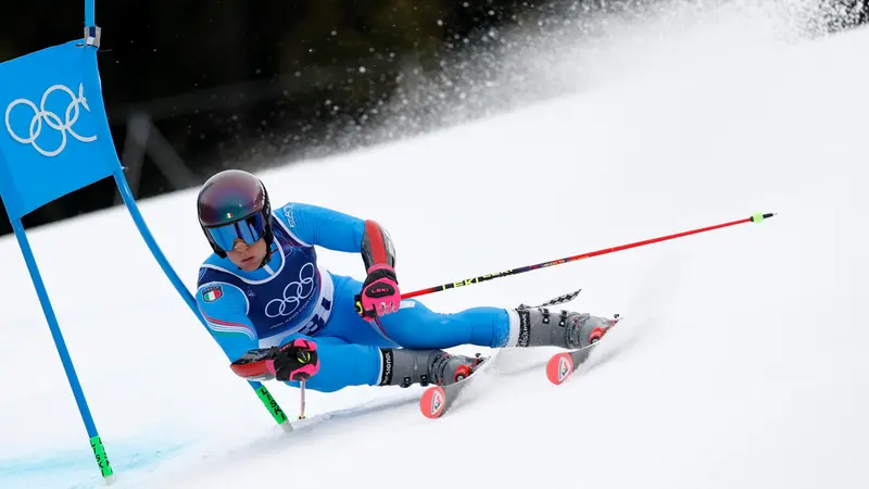 Giovanni Franzoni impegnato nelle porte del gigante olimpico di Bormio - Foto Ansa  © www.giornaledibrescia.it