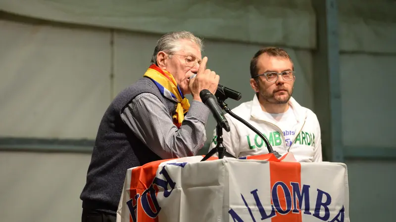 Umberto Bossi con Fabio Rolfi nel 2017 © www.giornaledibrescia.it