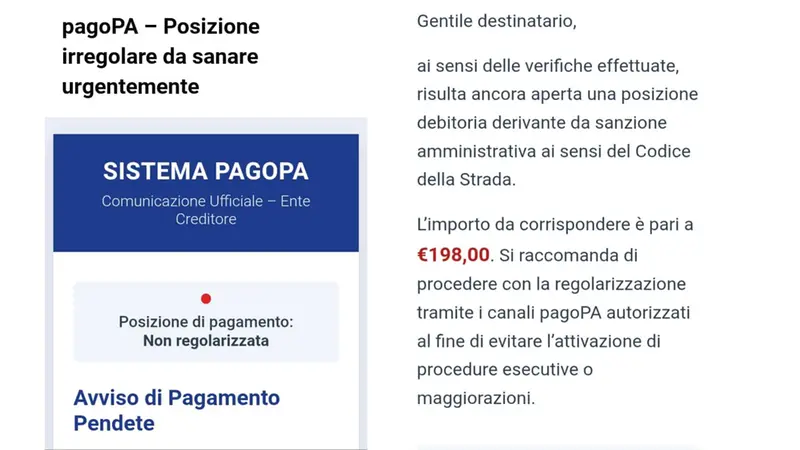 La finta multa arrivata via mail