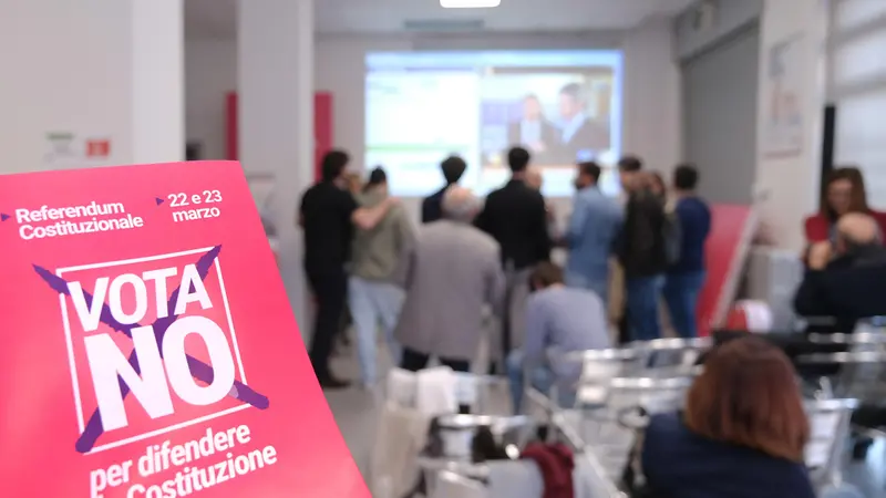 Festeggiamenti del PD presso la sede di via Coppino per la vittoria del NO al referendum giustizia, Torino, 23 marzo 2026 ANSA/ALESSANDRO DI MARCO