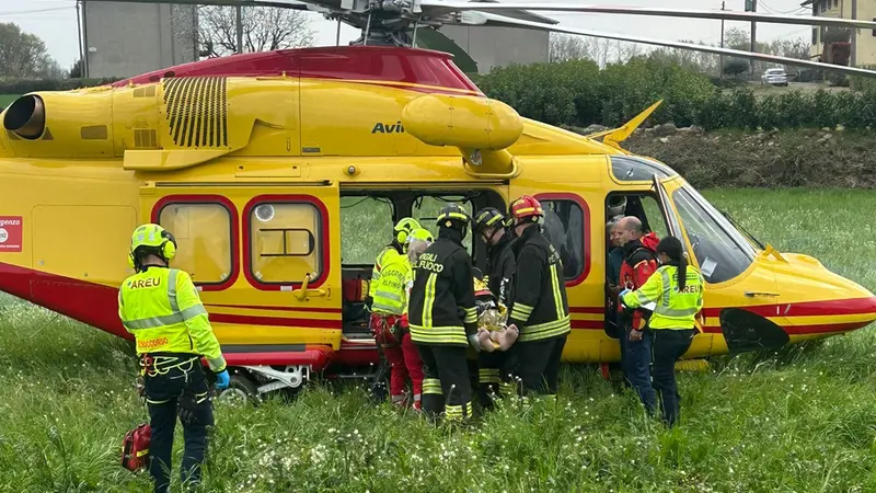 L'elisoccorso intervenuto a Palazzolo - © www.giornaledibrescia.it