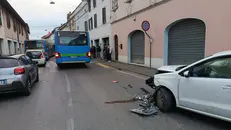 L'incidente tra un autobus e un'automobile a Remedello