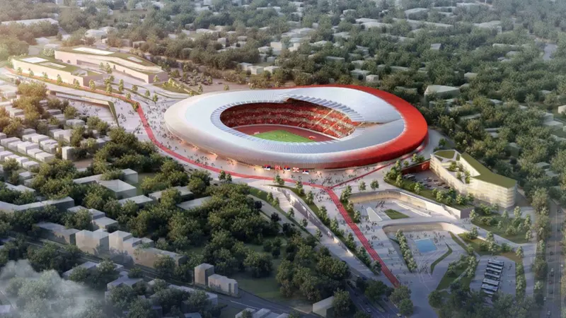 Lo stadio Stella Rossa di Belgrado «disegnato» dallo studio Crew
