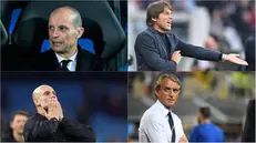 Da sinistra, in alto: Massimiliano Allegri, Antonio Conte, Pep Guardiola e Roberto Mancini