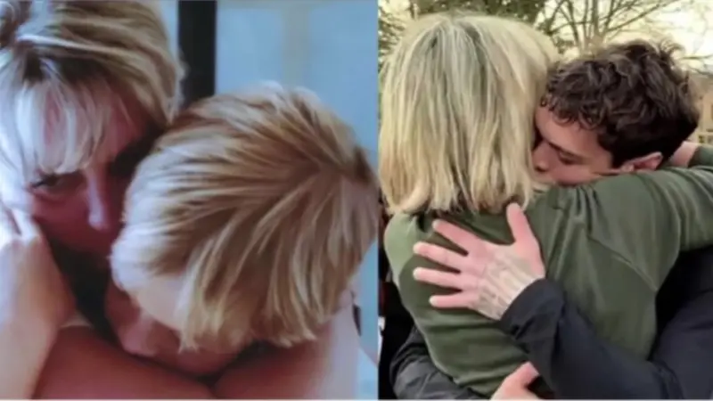 La copertina dell'album e l'abbraccio con la madre