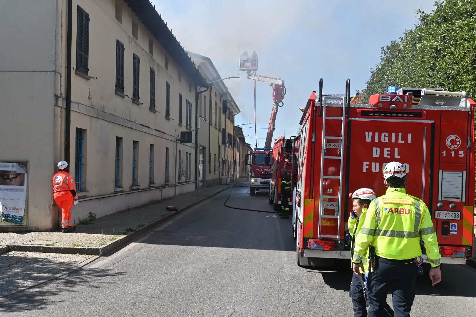 L'incendio a Trenzano