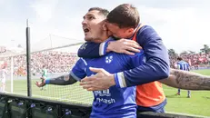 L'esultanza di Crespi a Vicenza - Foto New Reporter Nicoli © www.giornaledibrescia.it