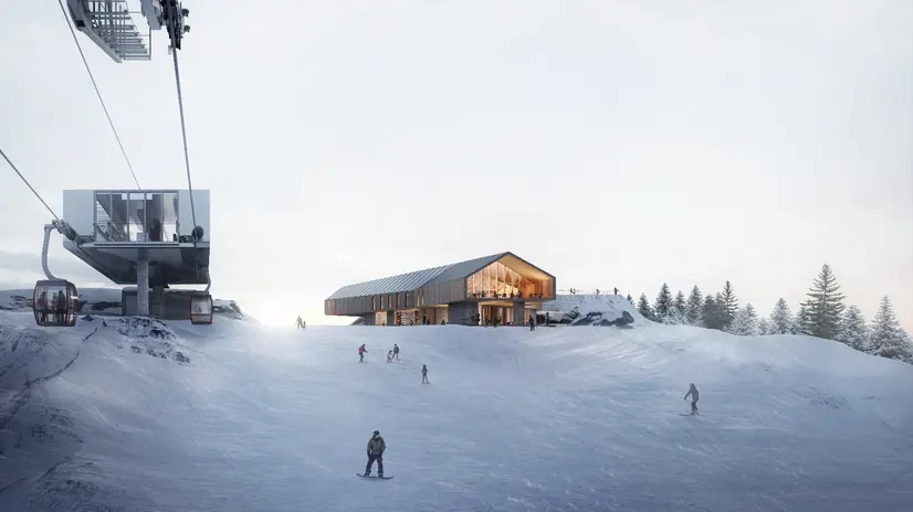 Un render grafico di come sarà la cabinovia per il monte Altissimo