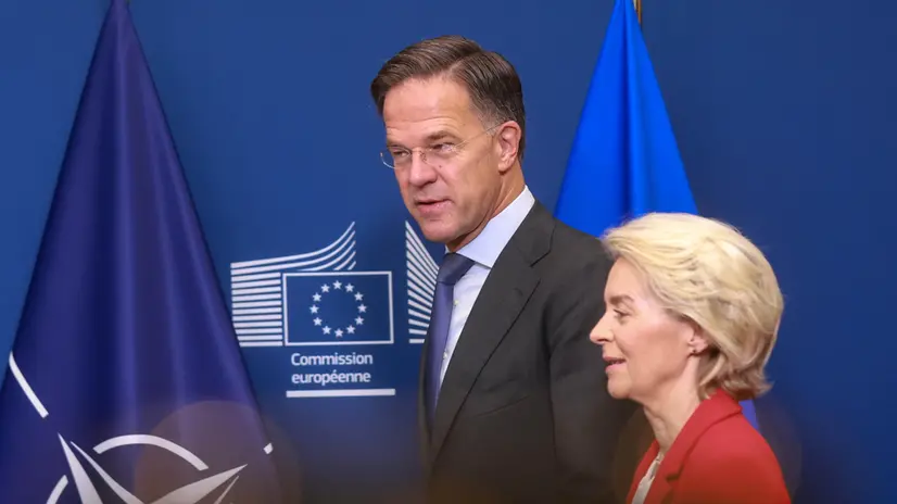 Il segretario della Nato Mark Rutte e la presidente della Commissione europea Ursula von der Leyen - Foto Ansa © www.giornaledibrescia.it
