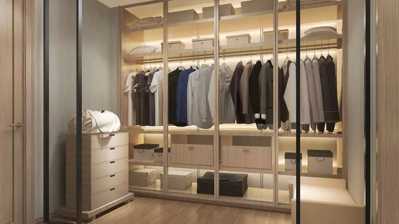 Un armadio illuminato con luci a Led